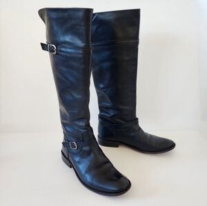 Frye Women's Black Pebble Leather Pull-On Tall Boots Size 7 B